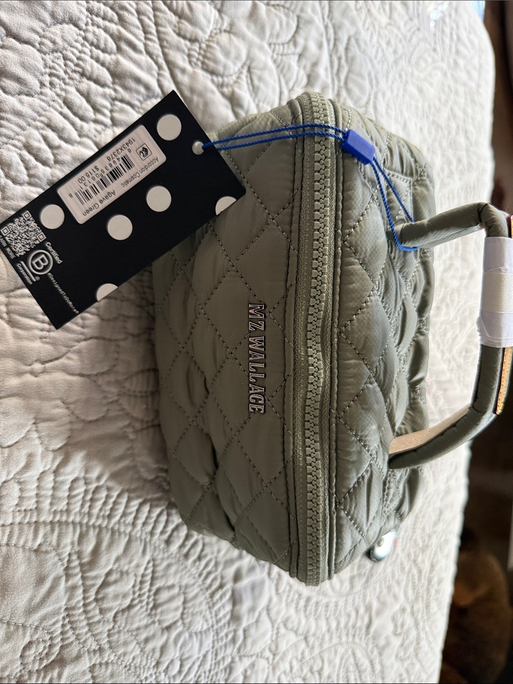 MZ Wallace Quilted Cosmetic Pouch in Sage